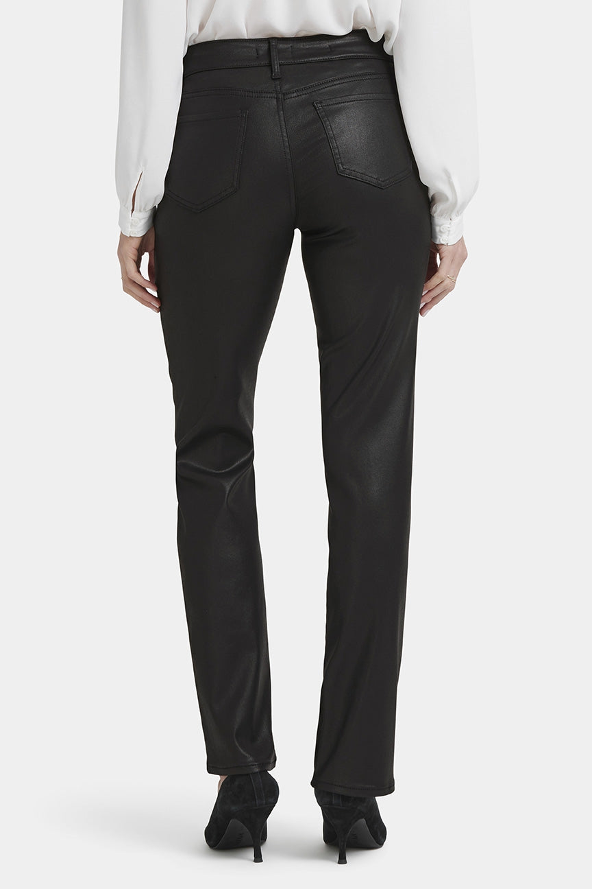 Coated Marilyn Straight Jeans | Black Coated | Pants | NYDJ