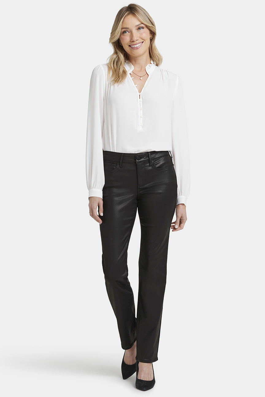 Coated Marilyn Straight Jeans | Black Coated | Pants | NYDJ