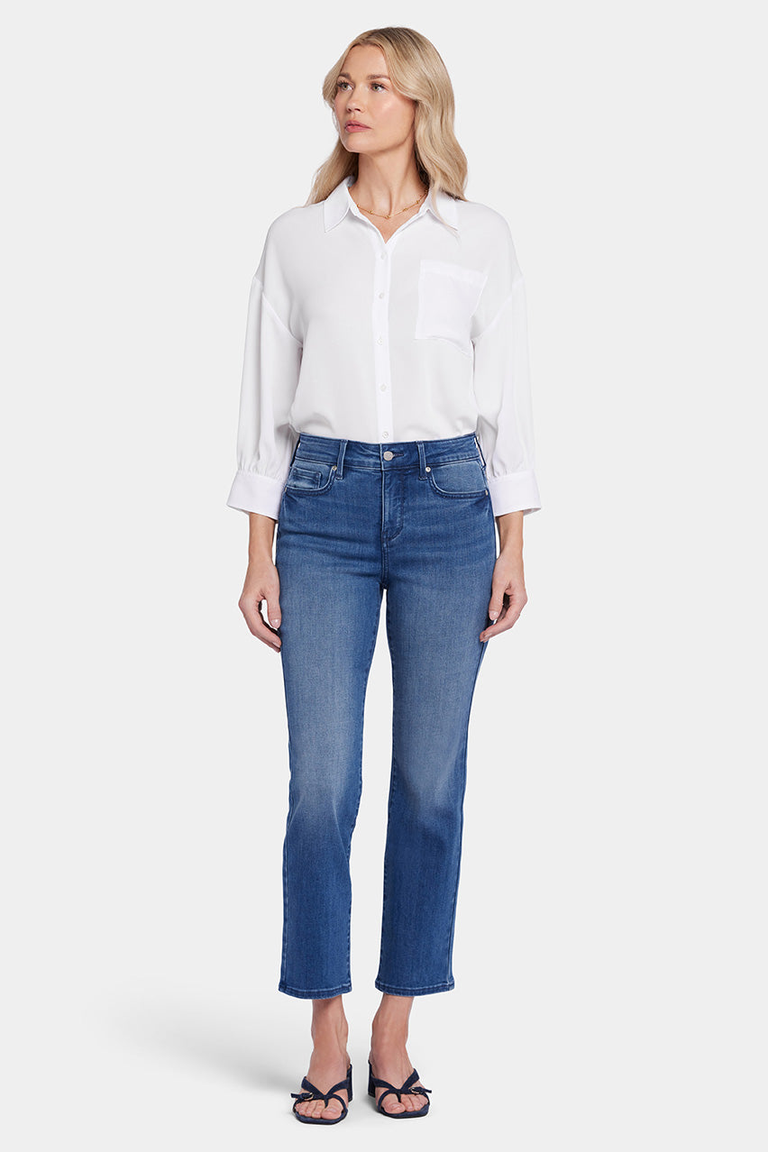 High Rise Marilyn Straight Ankle Jeans Medium Blue Premium Denim | Blue island | Denim | NYDJ
