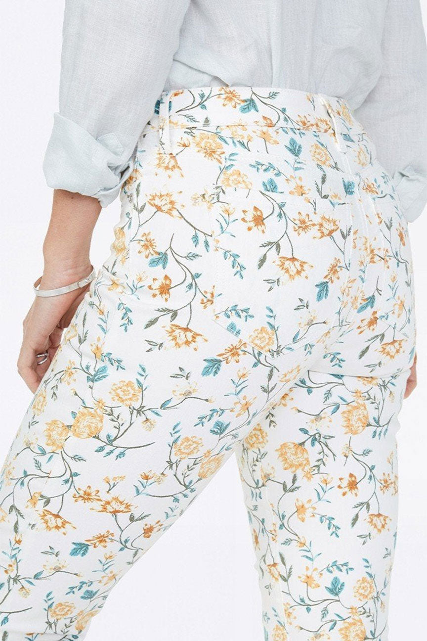 Sheri Slim Ankle Jeans Printed Premium Denim | Zinnia Arrangement Marigold | Non Denim | NYDJ