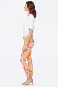 Alina Skinny Ankle Jeans Premium Denim Imprimé | Beach Garden Clementine | Non Denim | NYDJ