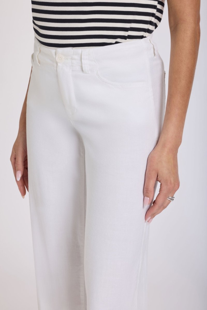 5 Pocket Wide Leg Trouser In Stretch Linen With Super High Rise | Optic White | Pants | NYDJ