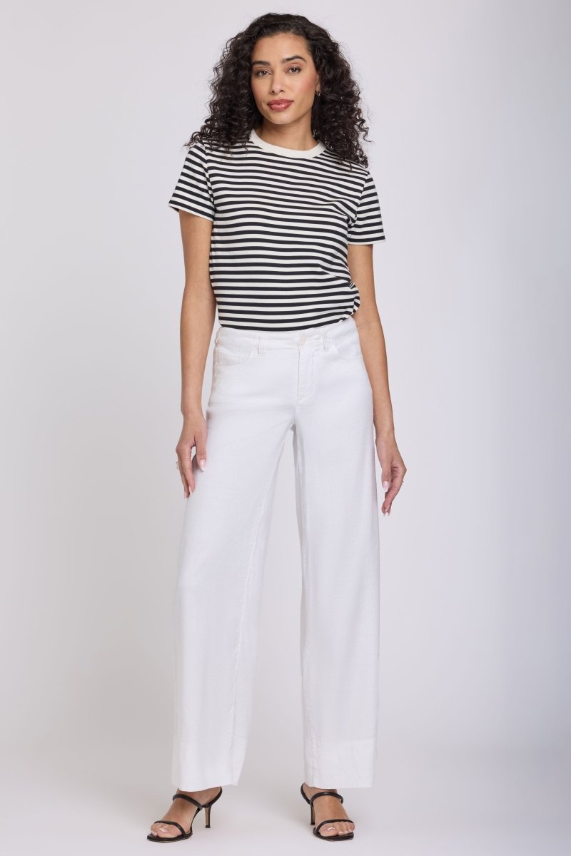 5 Pocket Wide Leg Trouser In Stretch Linen With Super High Rise | Optic White | Pants | NYDJ