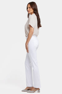 No Gapper™ Marilyn Straight Jeans In Sure Stretch® Denim With Striped Stretch Back Waistba | Optic White | Pants | NYDJ