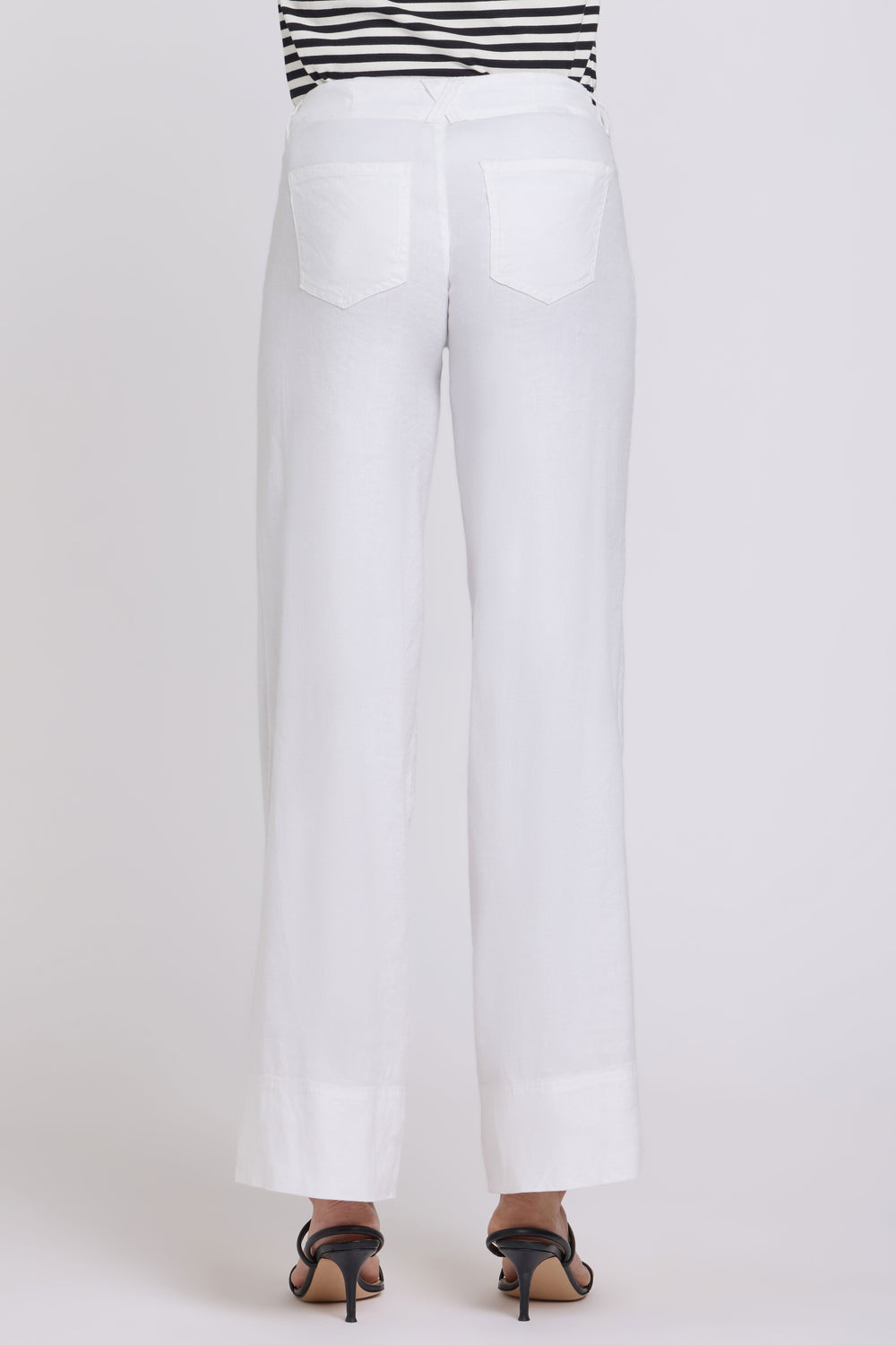 5 Pocket Wide Leg Trouser In Stretch Linen With Super High Rise | Optic White | Pants | NYDJ