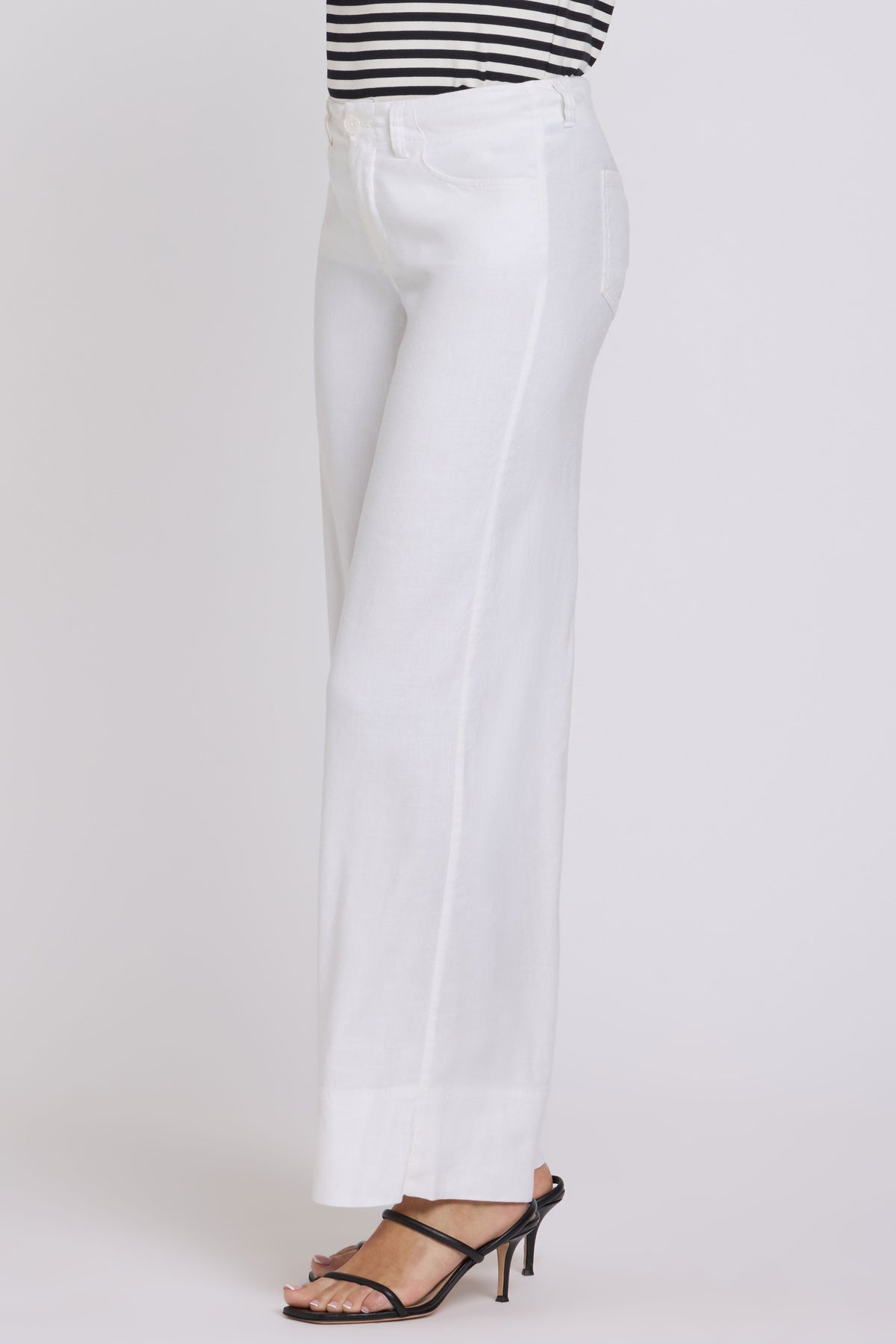 5 Pocket Wide Leg Trouser In Stretch Linen With Super High Rise | Optic White | Pants | NYDJ