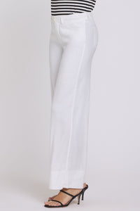5 Pocket Wide Leg Trouser In Stretch Linen With Super High Rise | Optic White | Pants | NYDJ