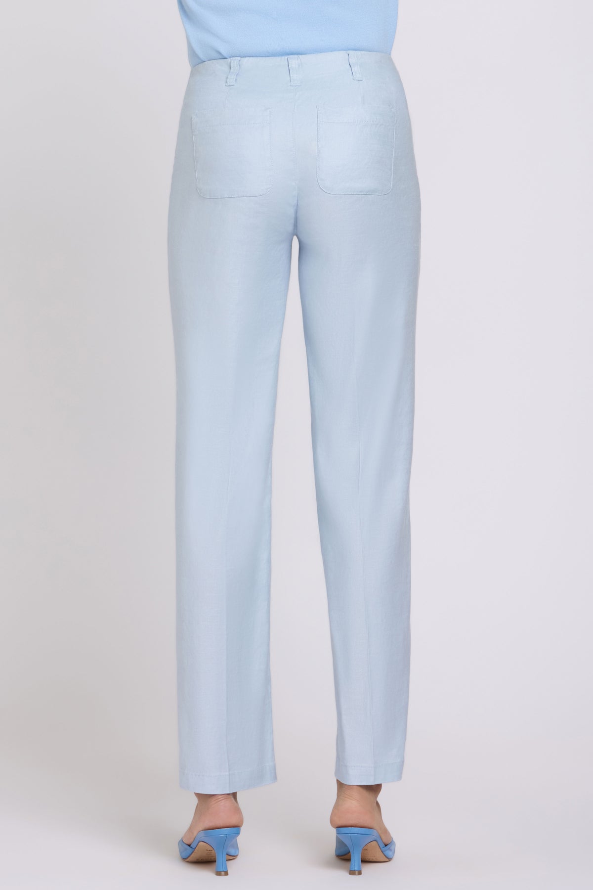 Marilyn Straight Pants In Stretch Linen | Blue Clover