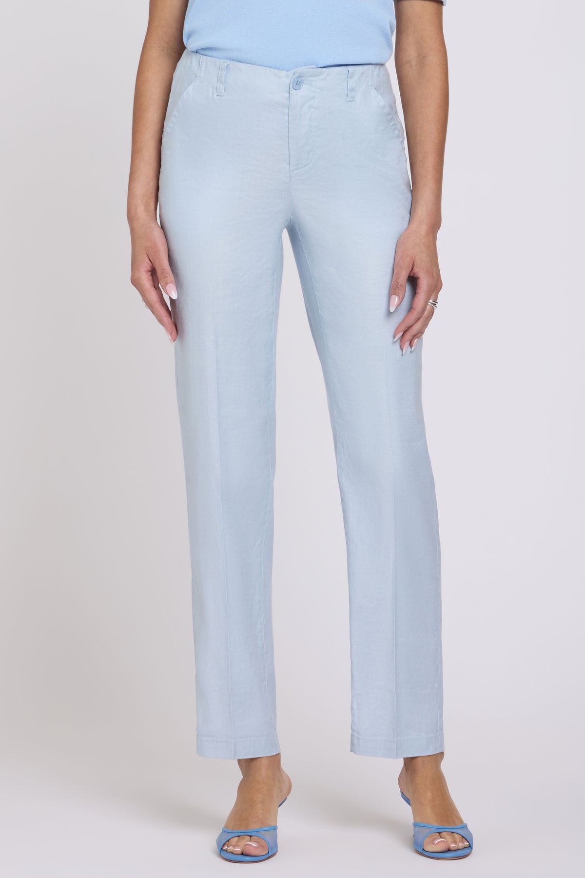 Marilyn Straight Pants In Stretch Linen | Blue Clover