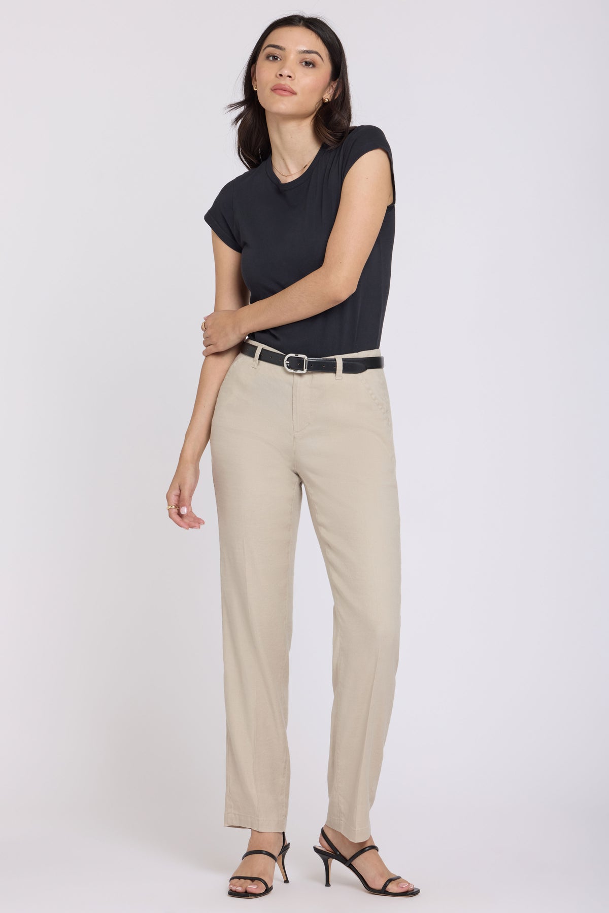 Marilyn Straight Pants In Stretch Linen | Feather | Pants | NYDJ