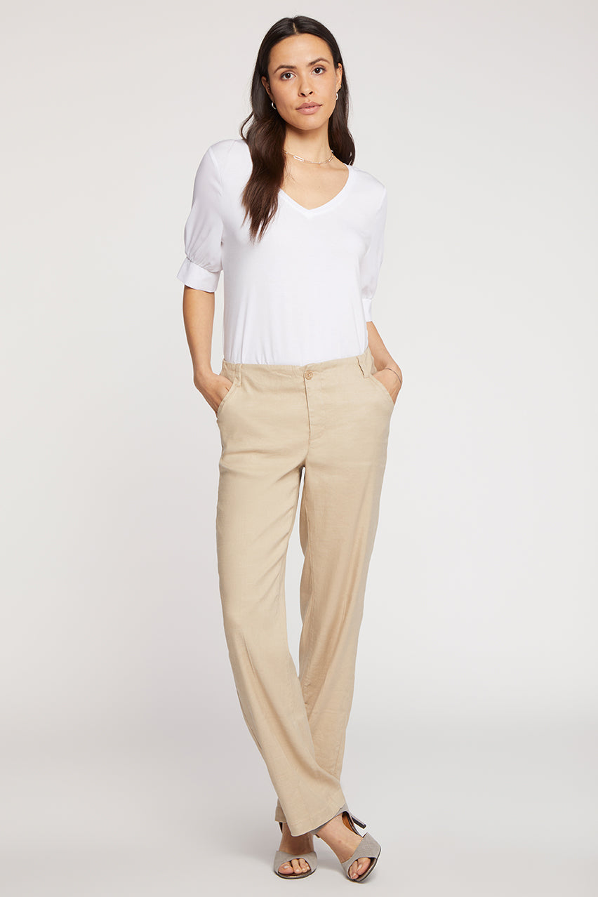 Marilyn Straight Pants In Stretch Linen | Feather | Pants | NYDJ