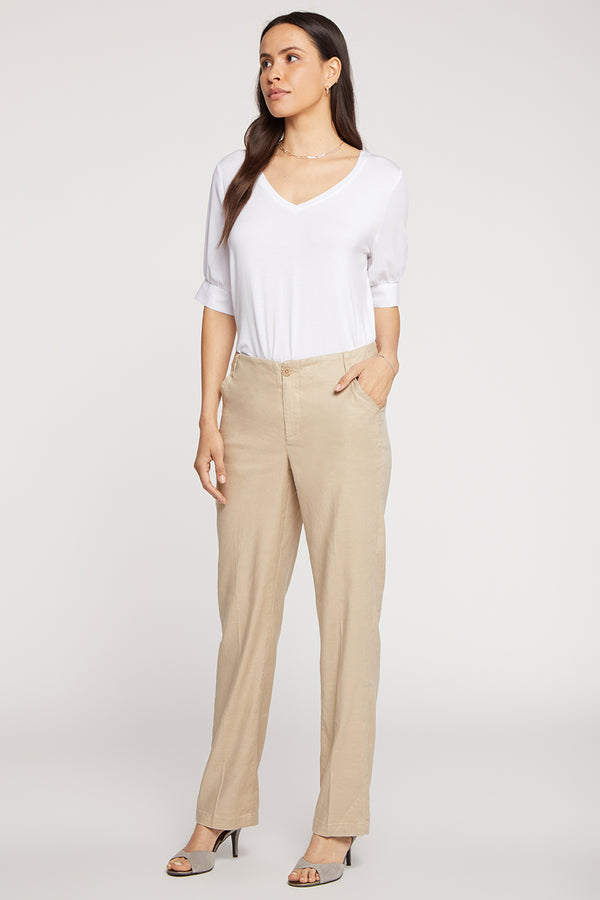 Marilyn Trouser Beige Stretch Linen | Feather | Pants | NYDJ