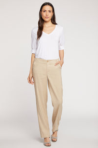 Marilyn Trouser Beige Stretch Linen | Straw | Pants | NYDJ