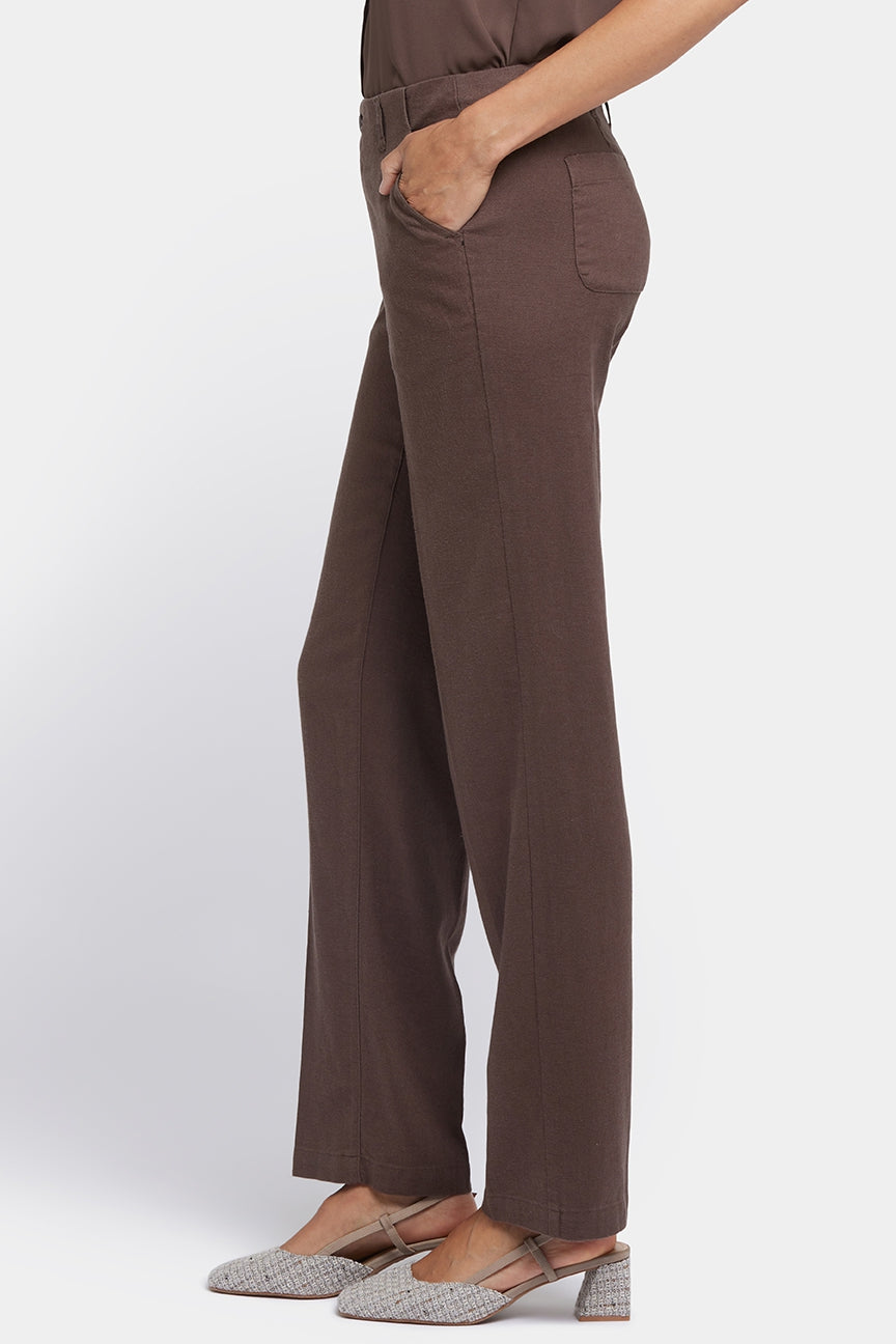 Marilyn Straight Pants In Stretch Linen | Coffee Bean | Pants | NYDJ