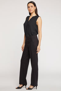 Marilyn Straight Pants In Stretch Linen | Black | Pants | NYDJ