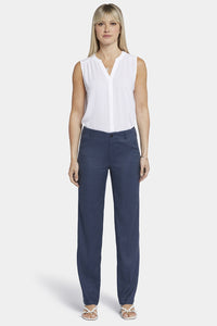 Marilyn Straight Pants In Stretch Linen | Oxford Navy | Pants | NYDJ