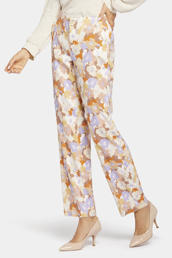 Marilyn Trouser Floral Print Stretch Linen | Sunset Grove | Pants | NYDJ