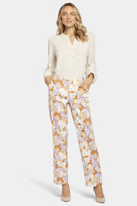 Marilyn Trouser Floral Print Stretch Linen | Sunset Grove | Pants | NYDJ