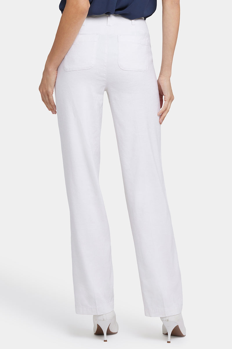 Marilyn Straight Pants In Stretch Linen | Optic White | Pants | NYDJ