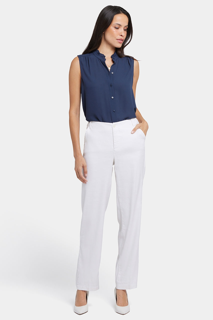 Marilyn Straight Pants In Stretch Linen | Optic White | Pants | NYDJ