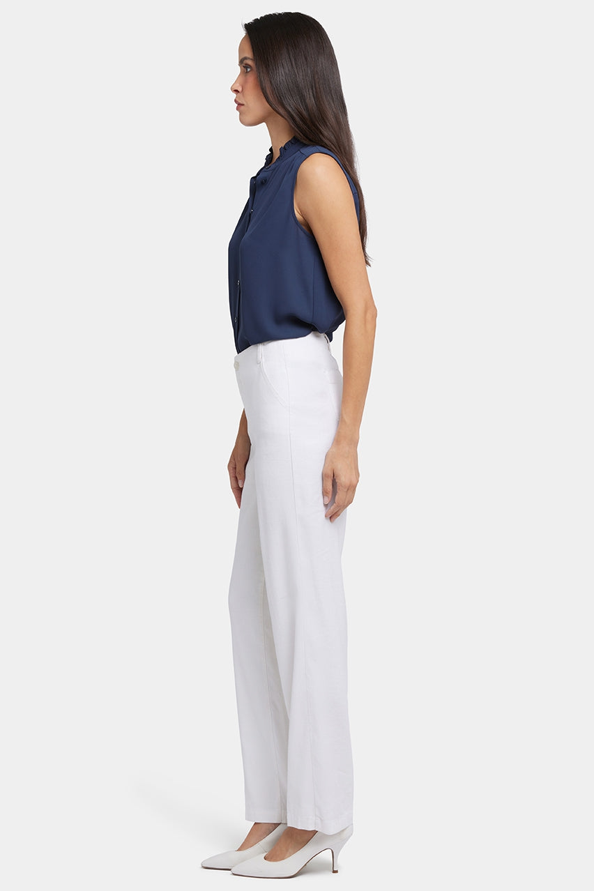 Marilyn Straight Pants In Stretch Linen | Optic White | Pants | NYDJ