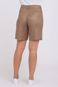5 Pocket Bermuda Shorts In Stretch Linen | Toasted Coconut | Shorts | NYDJ