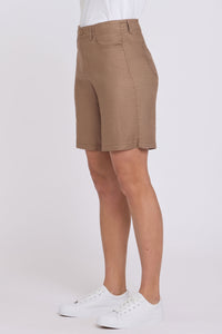5 Pocket Bermuda Shorts In Stretch Linen | Toasted Coconut | Shorts | NYDJ