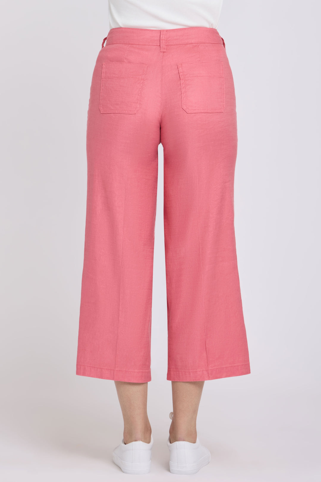 Wide Leg Cargo Capri Pants In Stretch Linen | Desert Rose