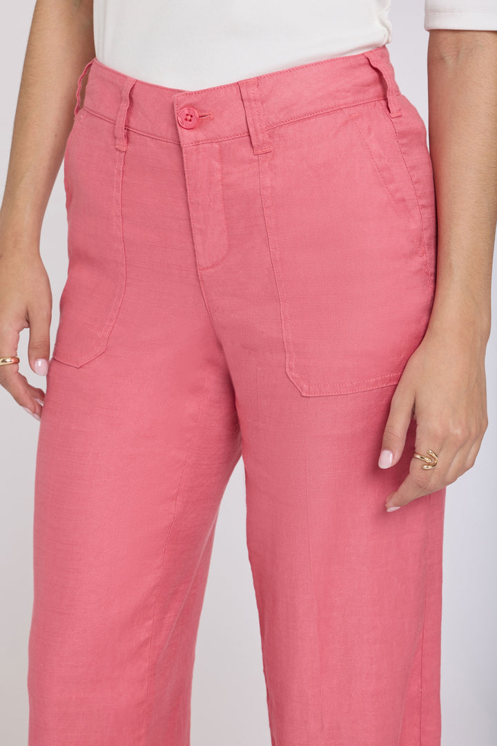 Wide Leg Cargo Capri Pants In Stretch Linen | Desert Rose
