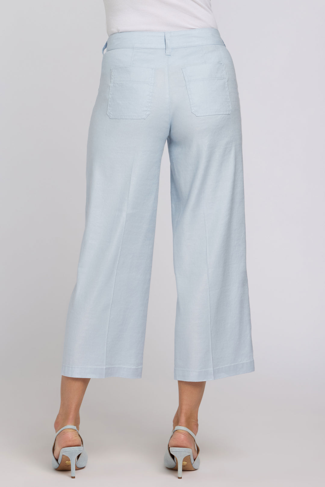 Wide Leg Cargo Capri Pants In Stretch Linen | Blue Clover