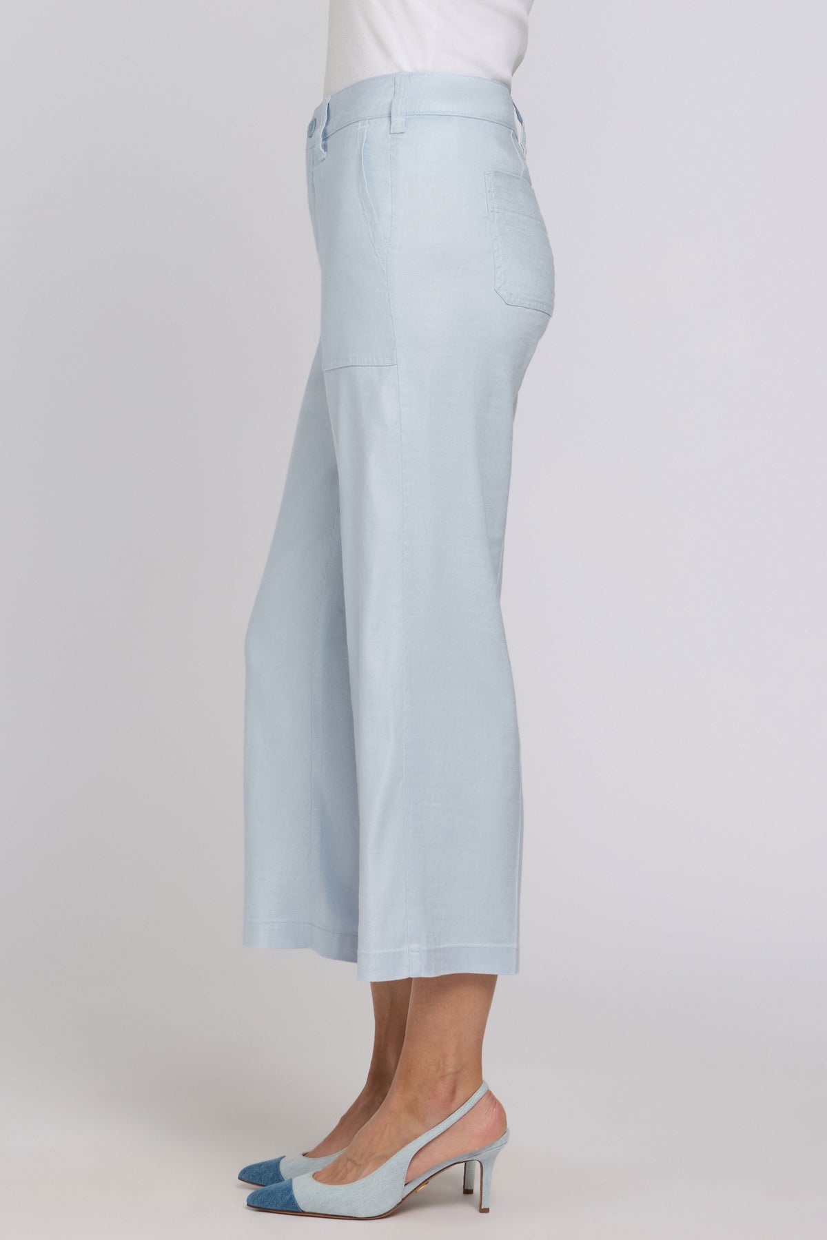 Wide Leg Cargo Capri Pants In Stretch Linen | Blue Clover | Pants | NYDJ