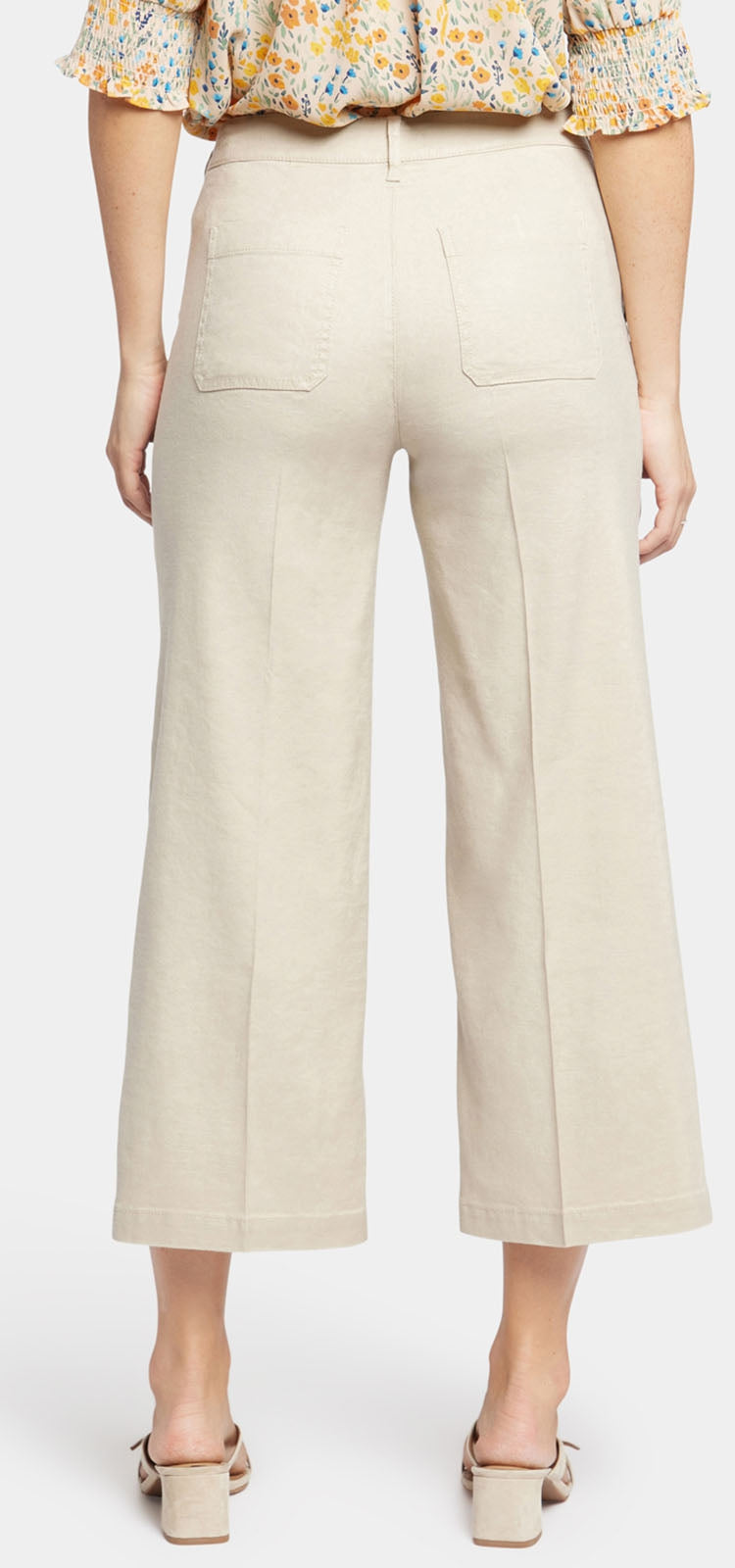 Wide Leg Cargo Capri Pants In Stretch Linen | Feather | Pants | NYDJ