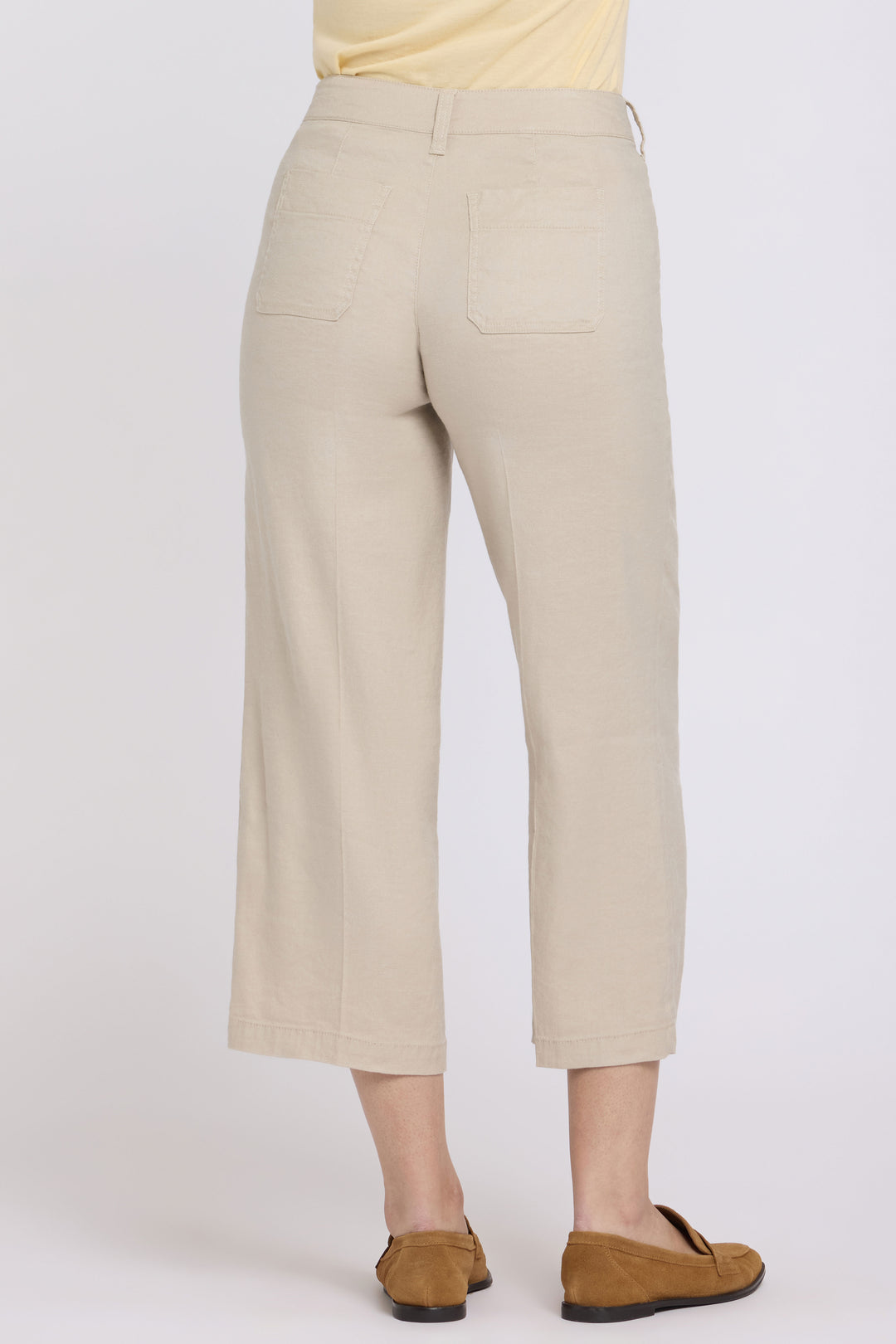 Wide Leg Cargo Capri Pants In Stretch Linen | Feather