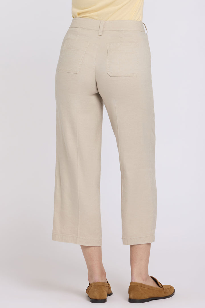 Wide Leg Cargo Capri Pants In Stretch Linen | Feather