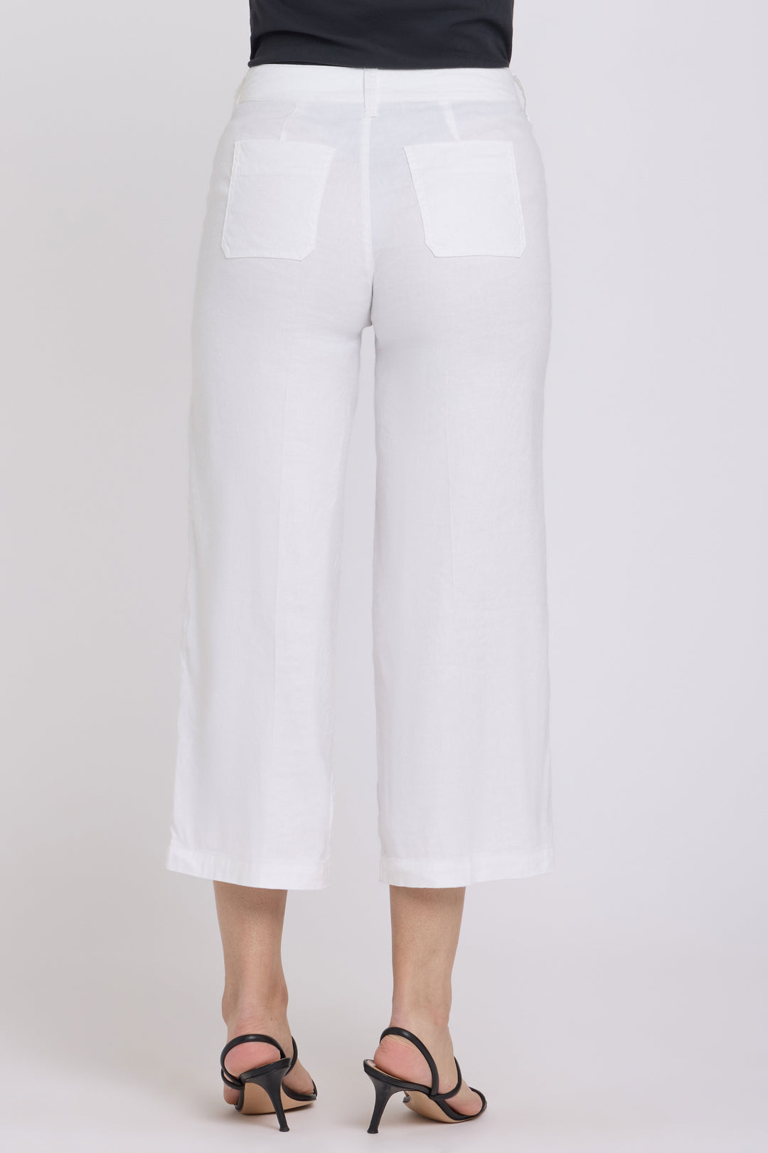 Wide Leg Cargo Capri Pants In Stretch Linen | Optic White