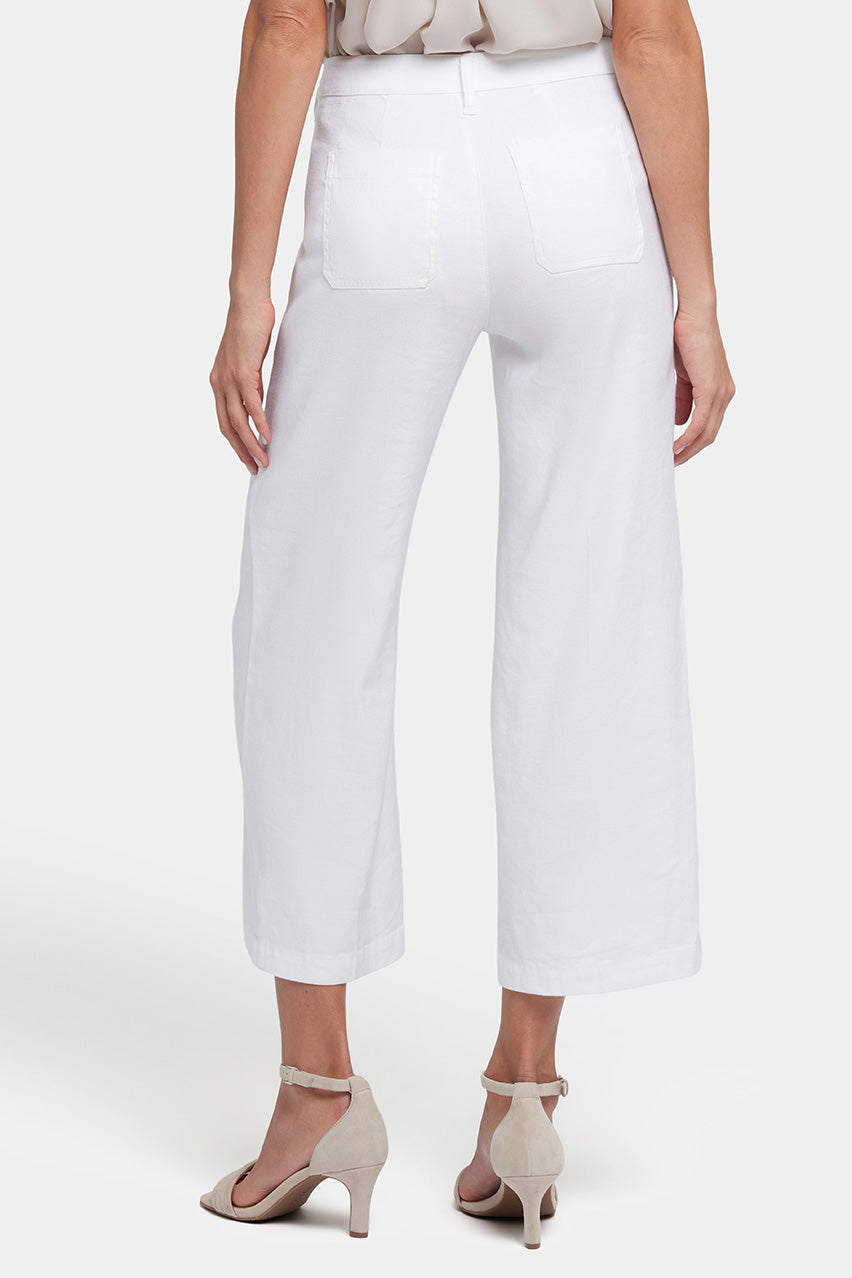 Wide Leg Cargo Capri Pants In Stretch Linen | Optic White | Pants | NYDJ