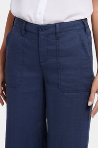Wide Leg Cargo Capri Pants In Stretch Linen | Oxford Navy | Pants | NYDJ