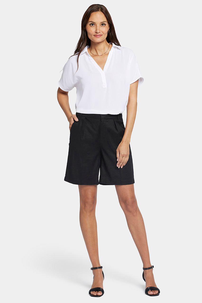 Relaxed Short Black Stretch Linen | Black | Shorts | NYDJ