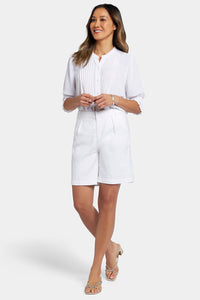 Relaxed Short White Stretch Linen | Optic White | Shorts | NYDJ