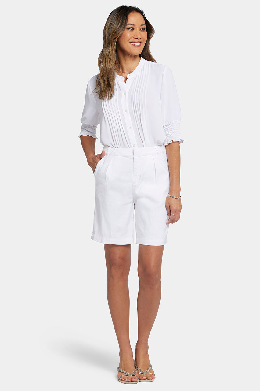 Relaxed Short White Stretch Linen | Optic White | Shorts | NYDJ