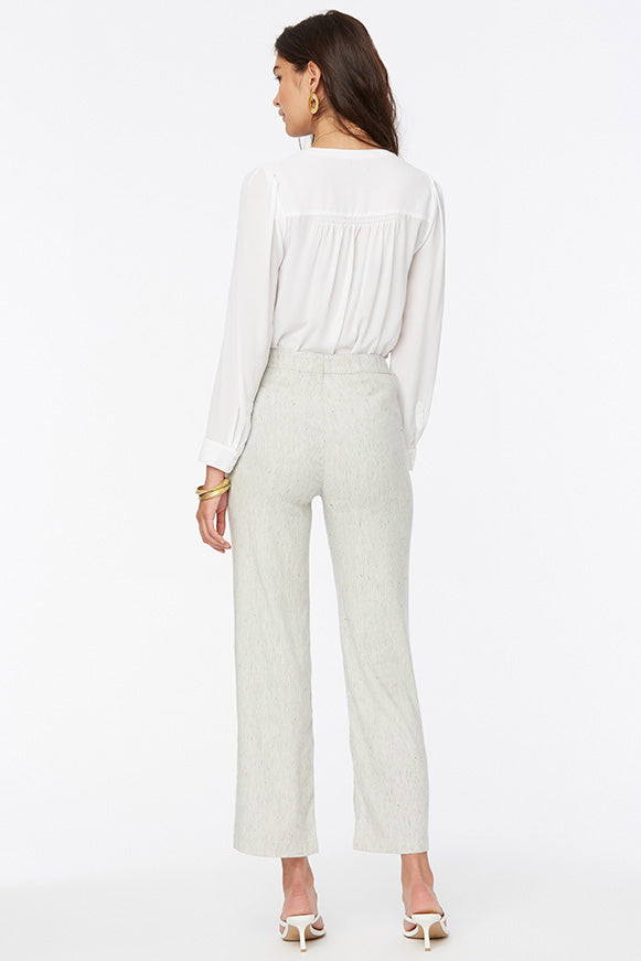 Wide Leg Ankle Trouser Striped Stretch Linen | Slubby Stripe | Pants | NYDJ