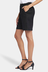 Relaxed Shorts In Stretch Linen | Black | Shorts | NYDJ