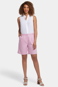 Relaxed Shorts In Stretch Linen | Pink Nectar | Shorts | NYDJ