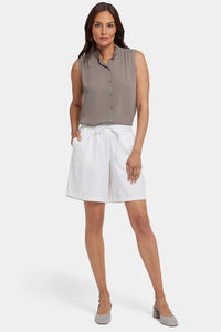 Breezy Bermuda Shorts In Stretch Linen | White | Shorts | NYDJ