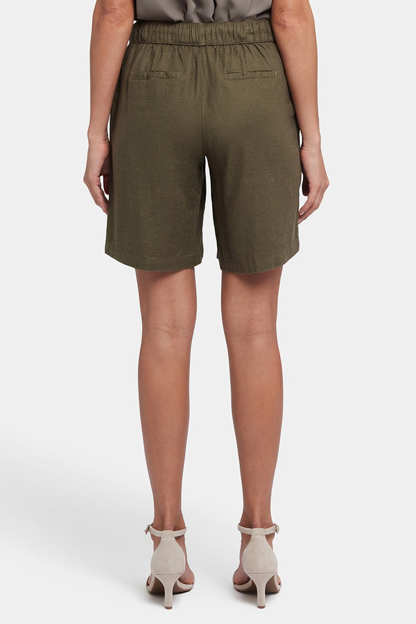 Breezy Bermuda Shorts In Stretch Linen | Bay Leaf | Shorts | NYDJ