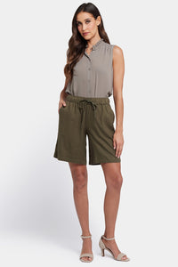 Breezy Bermuda Shorts In Stretch Linen | Bay Leaf | Shorts | NYDJ