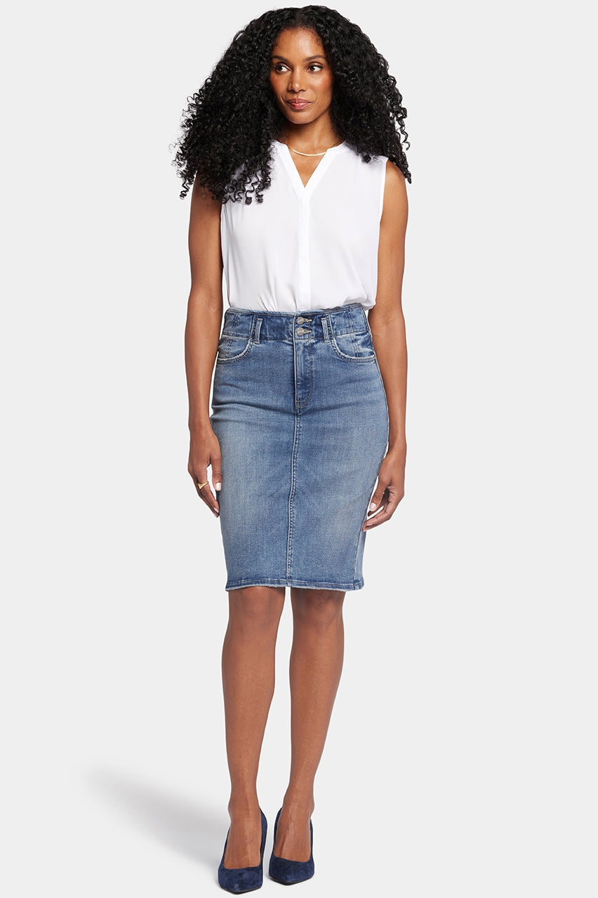 High Waist Skirt Medium Blue Premium Denim | Rockie | Skirt | NYDJ