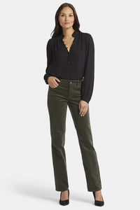 Marilyn Straight Corduroy Trouser Green | Vine Leaf | Pants | NYDJ