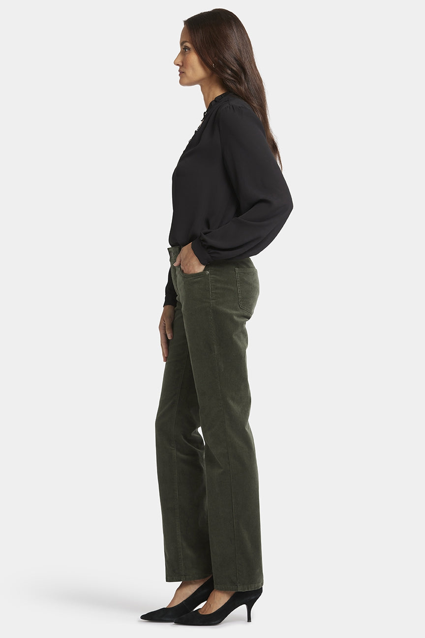 Marilyn Straight Corduroy Trouser Green | Vine Leaf | Pants | NYDJ