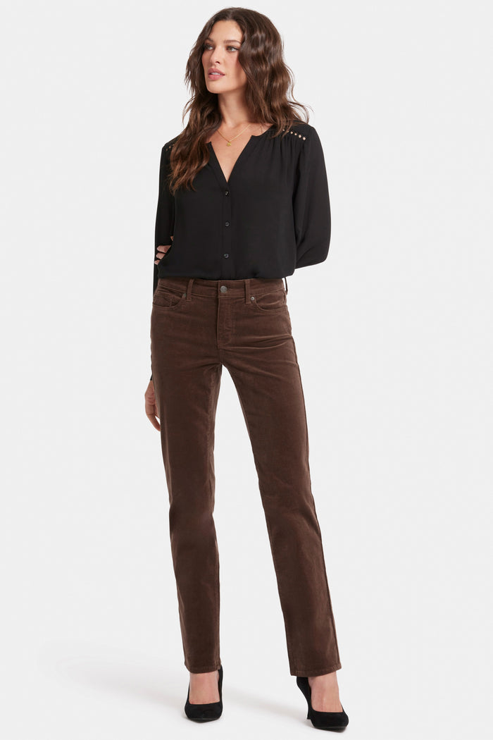 Marilyn Straight Corduroy Trouser Brown | Coffee Bean | Pants | NYDJ